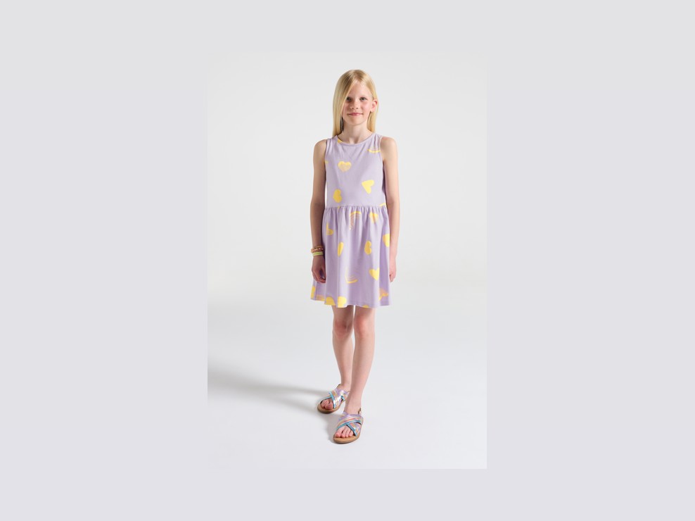 Lila bedrucktes Kleid für Mädchen 1