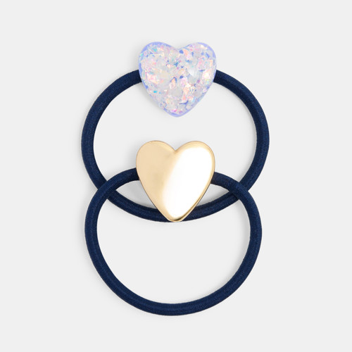Elastiques Pour Cheveux Cœur Fille (lot De 2) - Violet Iris -  - OKAIDI