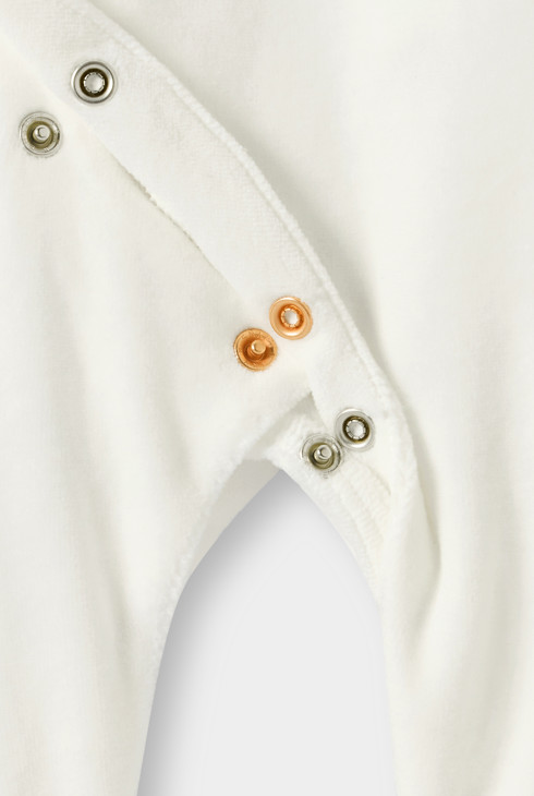 Fijne fluwelen pyjama voor babyjongens, wit 2