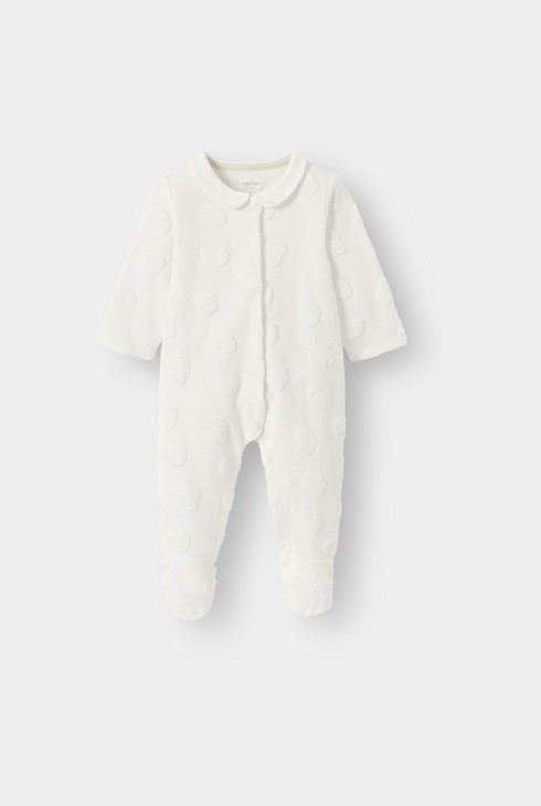 Dors-bien velours coeurs blanc bébé fille 1