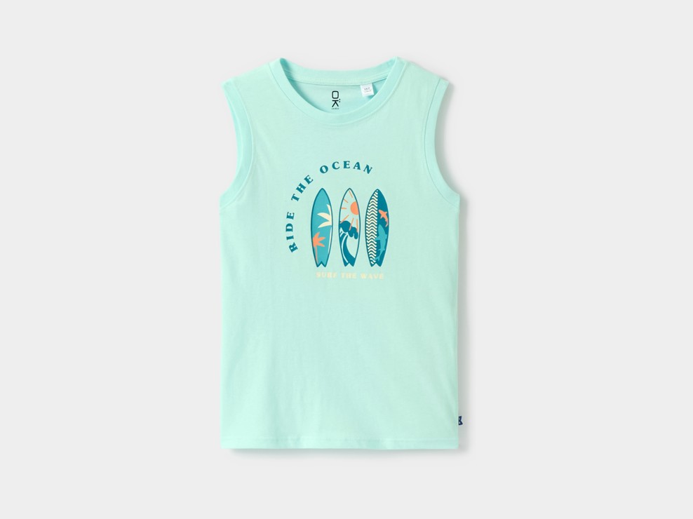 Camiseta sin mangas de surf verde para niño 1