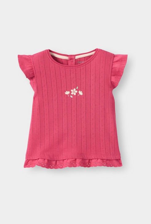 Roze T-shirt met puntjespatroon voor babymeisjes 2