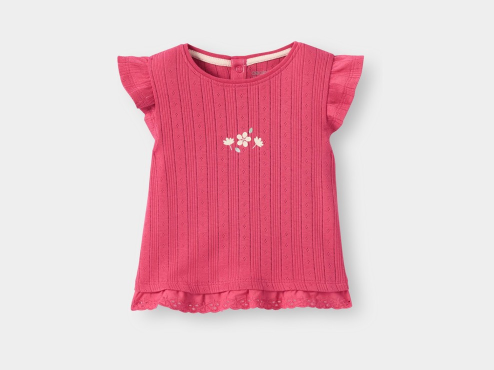 Camiseta de punto calado rosa para bebé niña 2