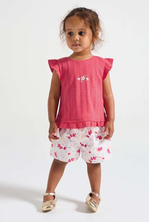 Roze T-shirt met puntjespatroon voor babymeisjes 1