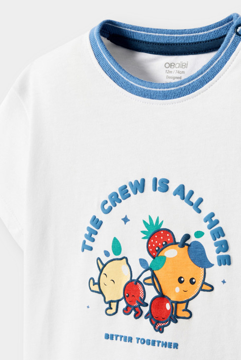 Wit T-shirt met fruitmotief voor babyjongens 2