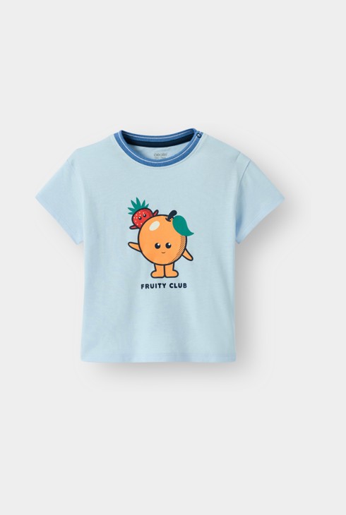 Blauw T-shirt met fruitprint voor babyjongens 1