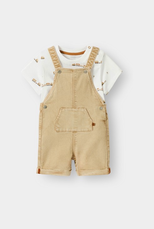 Ensemble salopette beige garçon 1