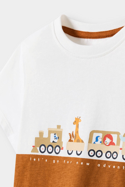 Bruin T-shirt met treindesign voor babyjongens 2