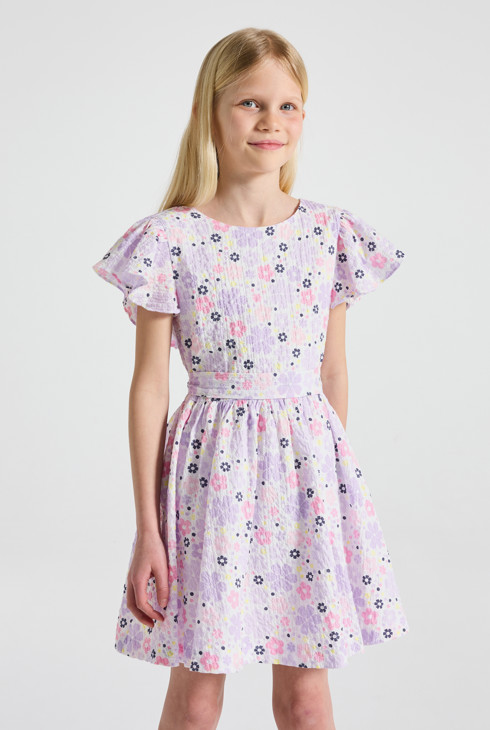 Robe imprimée fleurie violette fille 1