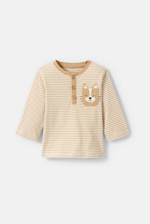 Camiseta de rayas beige para bebé niño 1
