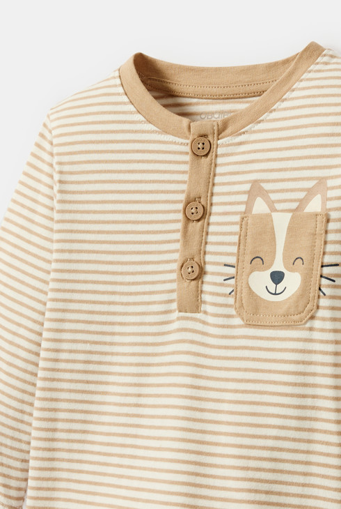 Camiseta de rayas beige para bebé niño 2