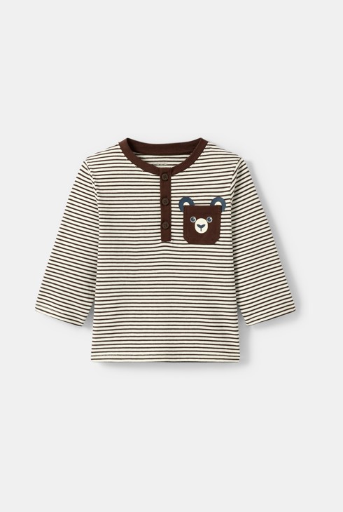 T-shirt rayé marron bébé garçon 1