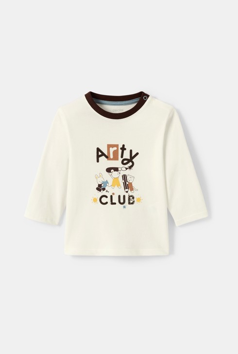 T-shirt manches longues blanc bébé garçon 1