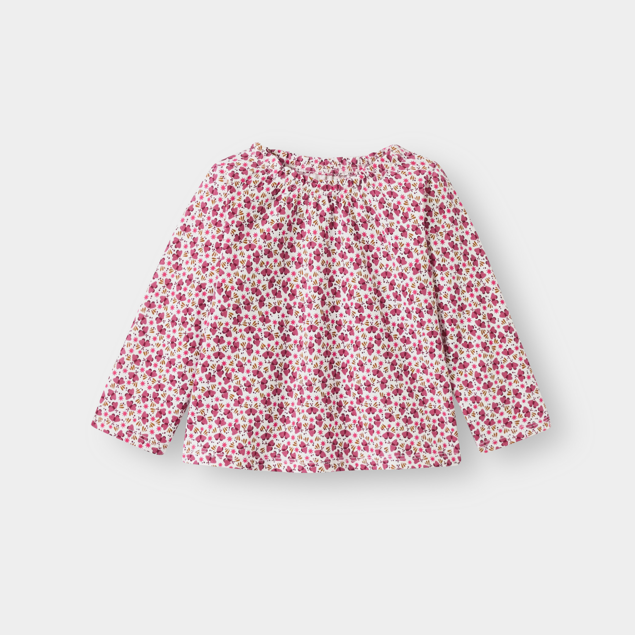 Blouse papillons rose bébé fille - Imprimé rose