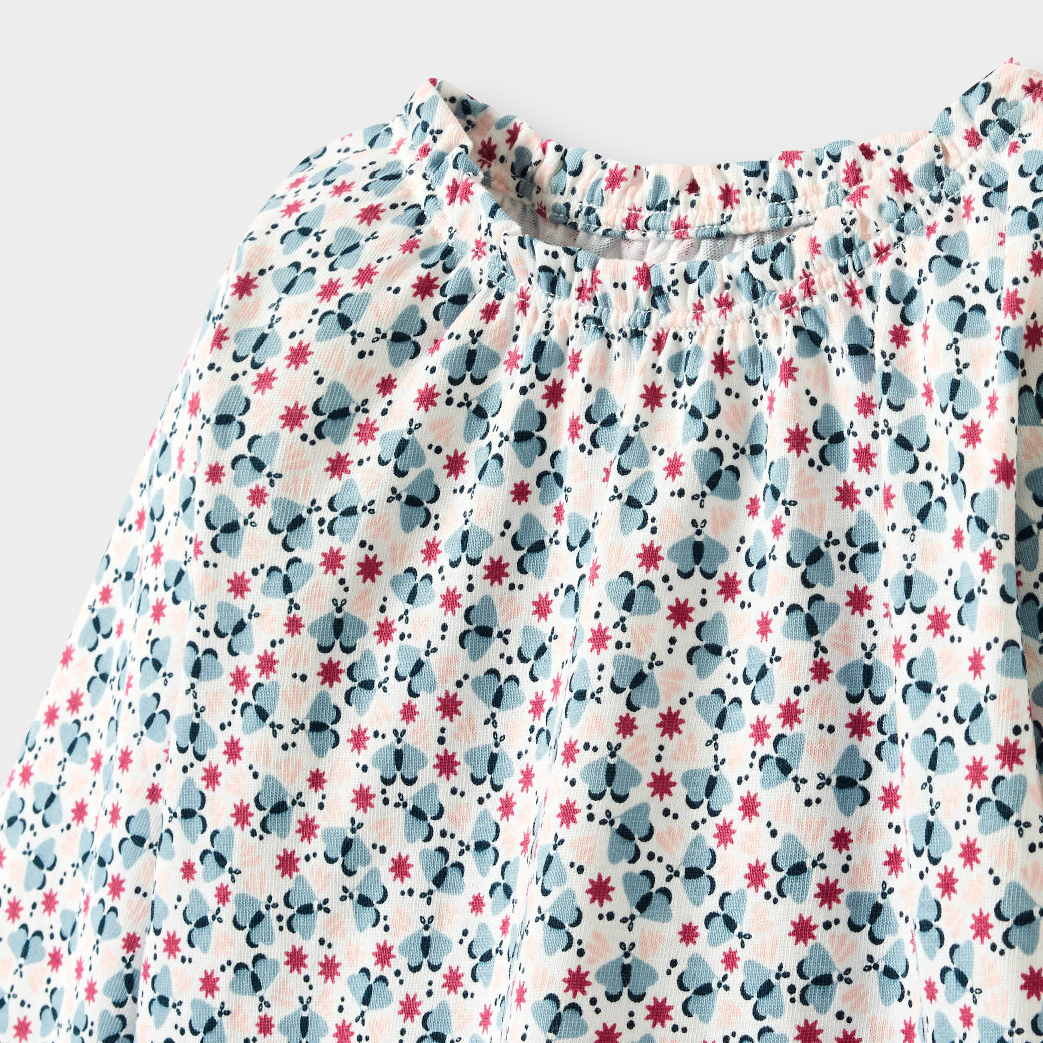 Blouse papillons rose bébé fille - Imprimé bleu