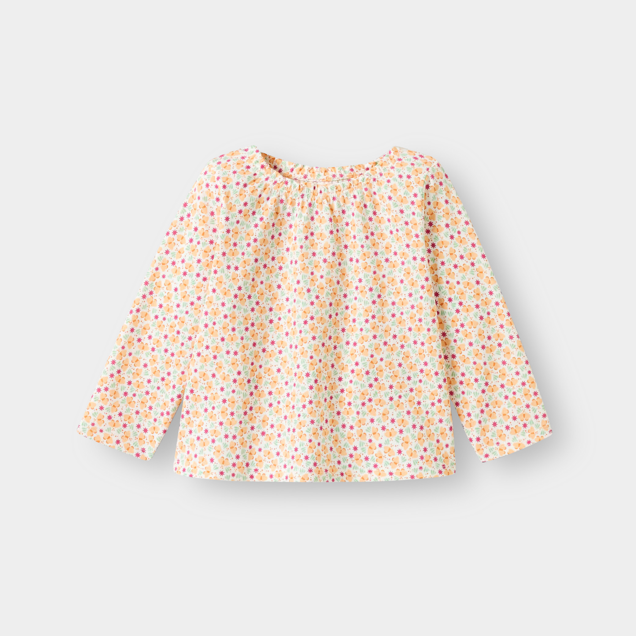 Blouse papillons rose bébé fille - Rose dragée