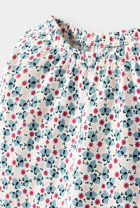 Blouse papillons bleu bébé fille 2