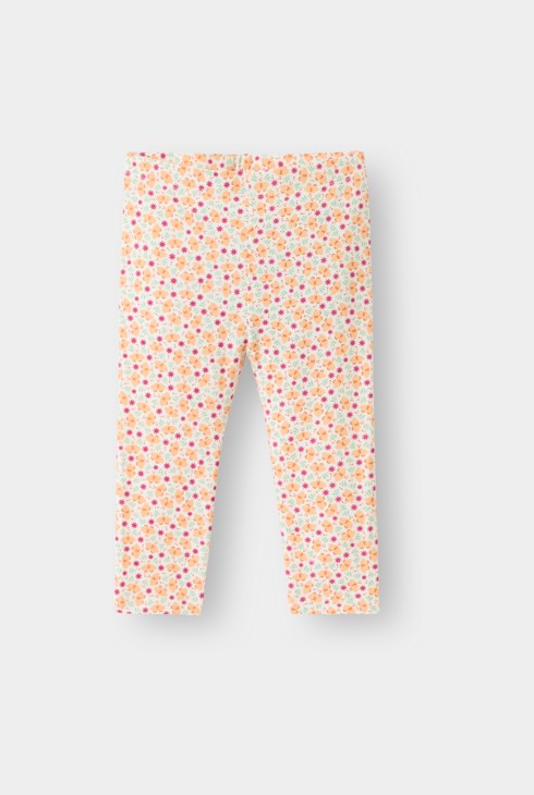 Oranje legging met bloemenprint voor babymeisjes 1
