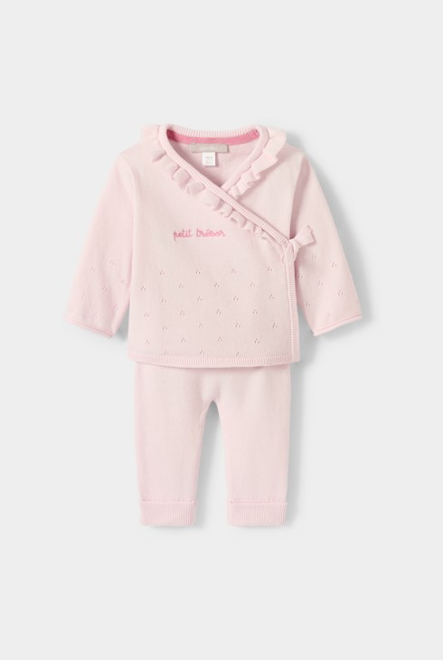 Jersey y pantalón de punto rosa para bebé niña 1