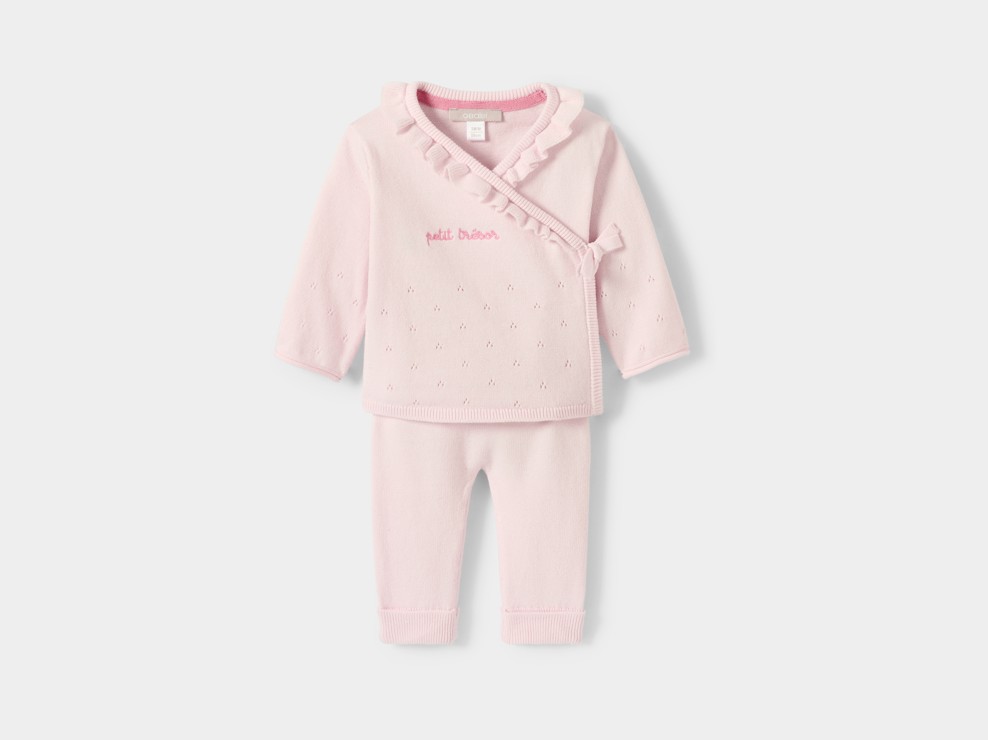 Jersey y pantalón de punto rosa para bebé niña 1