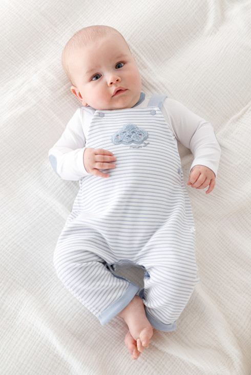Salopette rayée et body blanc bébé garçon 1