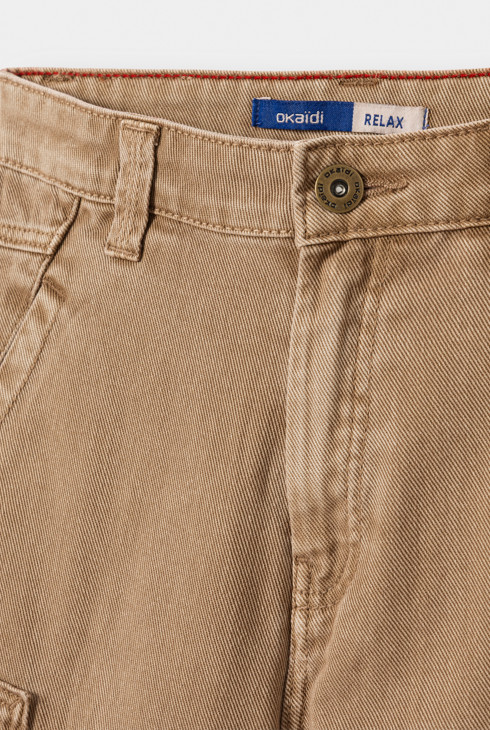 Bermuda cargo denim marron garçon 2