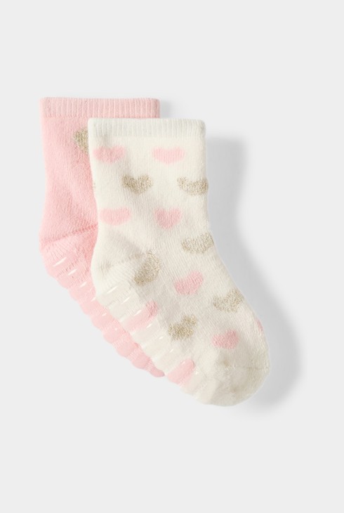 Lote de 2 pares de calcetines rosas para niña 1