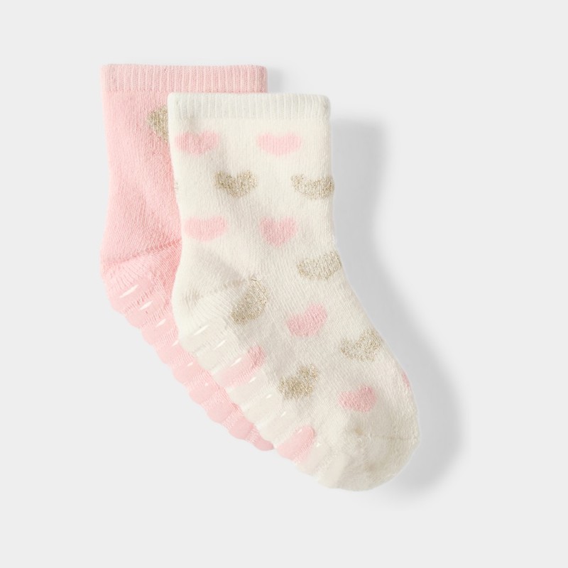 Set van 2 paar roze babysokjes voor meisjes