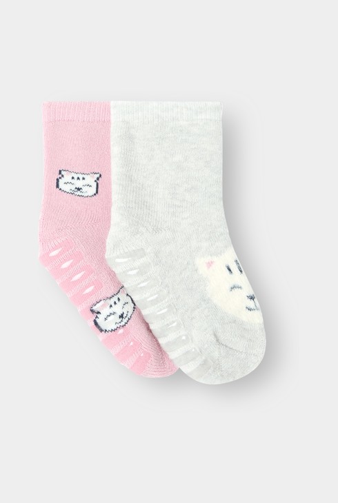Calcetines antideslizantes grises para niña (pack de 2) 1