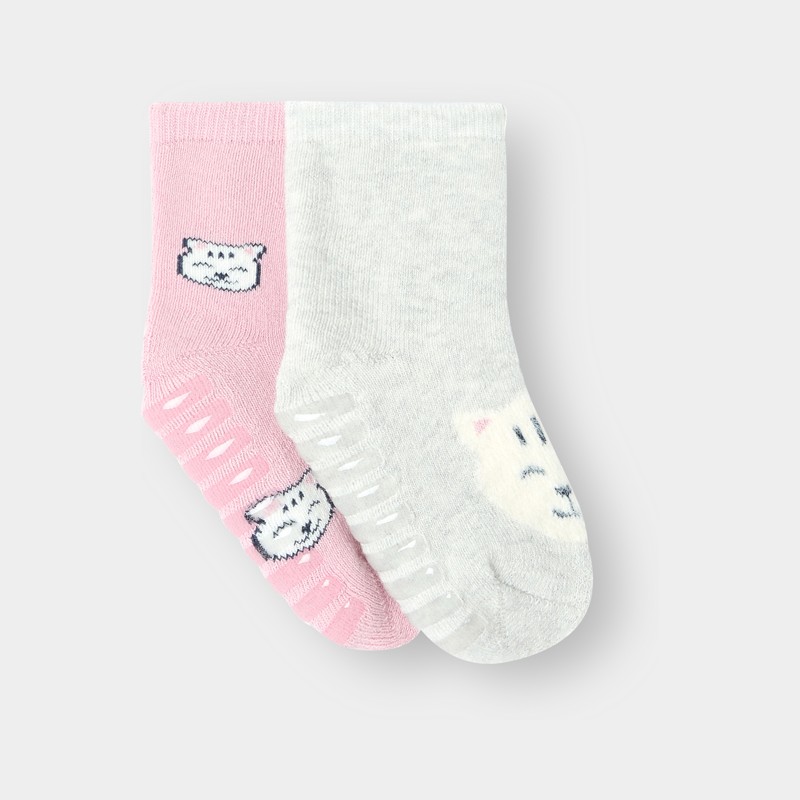 Rutschfeste Socken in Grau für Mädchen (2er-Pack)