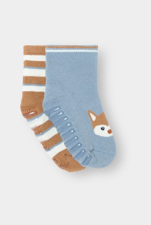 Calcetines antideslizantes marrones para bebé niño (pack de 2) 1