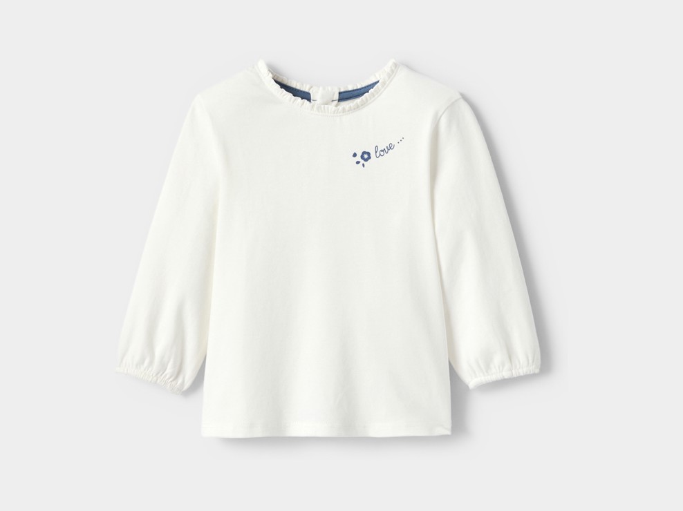 Camicetta in jersey e jeans con motivo bianco per neonata 2