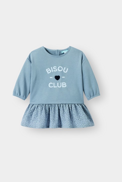 Vestido azul con mensaje para bebé niña 2