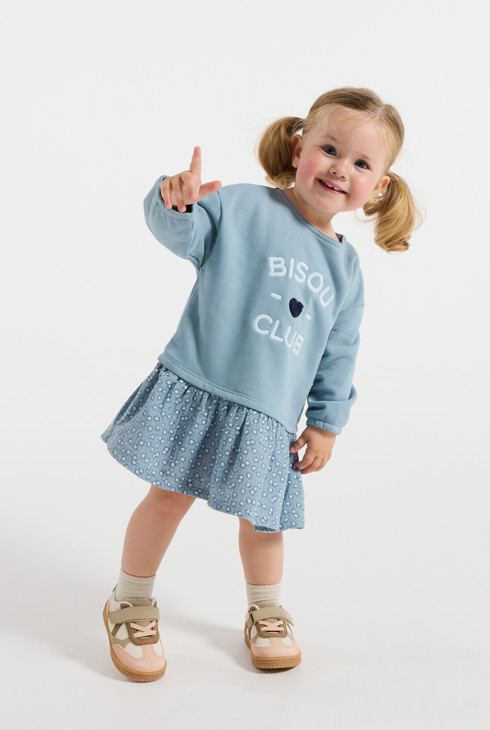 Vestido azul con mensaje para bebé niña 1