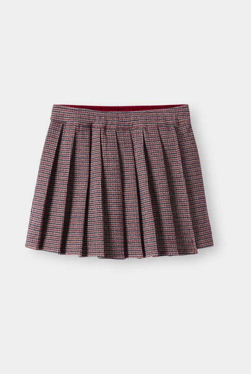 Jupe short plissée motif pied-de-poule fille 2