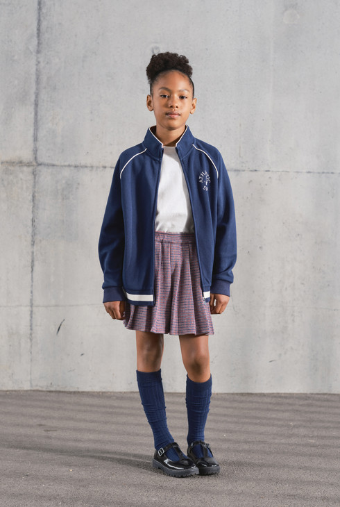 Jupe short plissée motif pied-de-poule fille 1