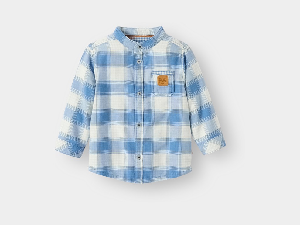 Chemise à carreaux bleu bébé garçon 1