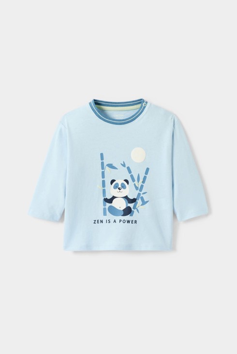 Blauw T-shirt met pandamotief voor babyjongens 1