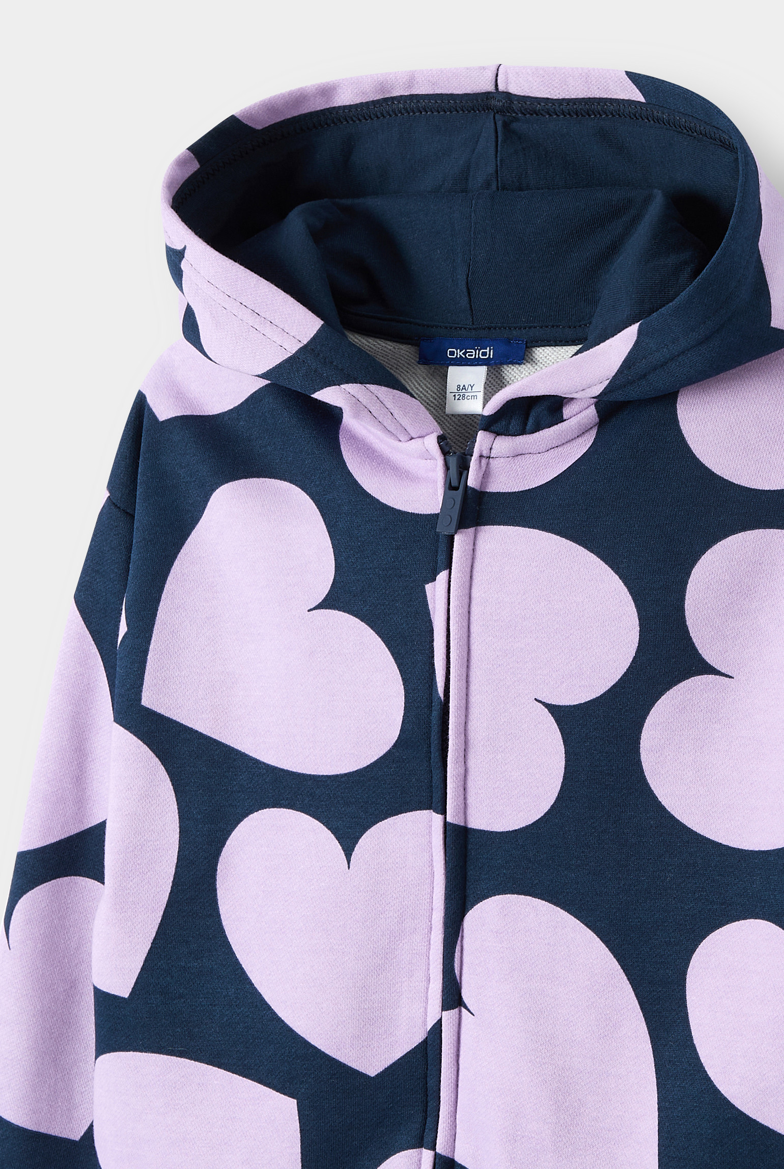 Sweat zippé à capuche rose fille - Imprimé Violet