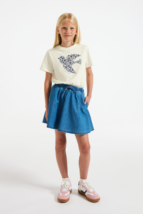 Weißes T-Shirt mit Vogelmotiv für Mädchen 1
