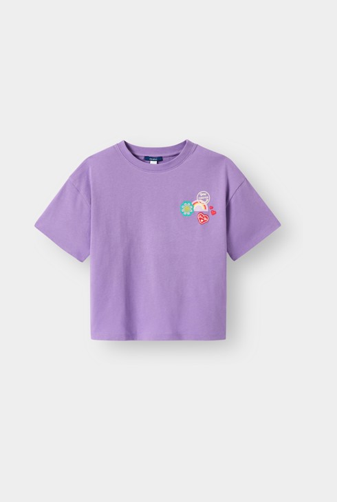 Paars geborduurd T-shirt voor meisjes 1