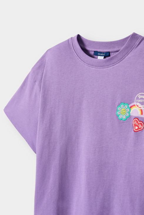 Paars geborduurd T-shirt voor meisjes 2