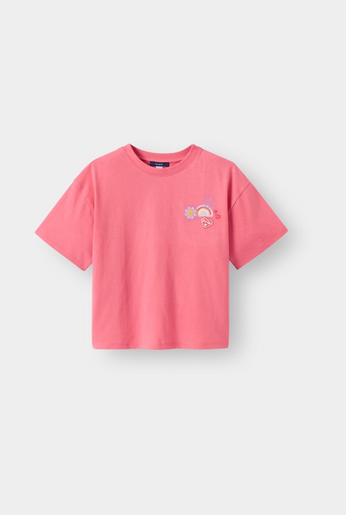 T-shirt brodé rose fille 1