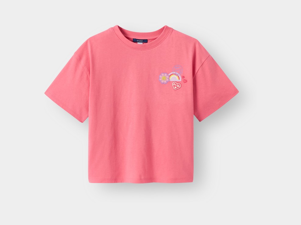 Rosa besticktes T-Shirt für Mädchen 1