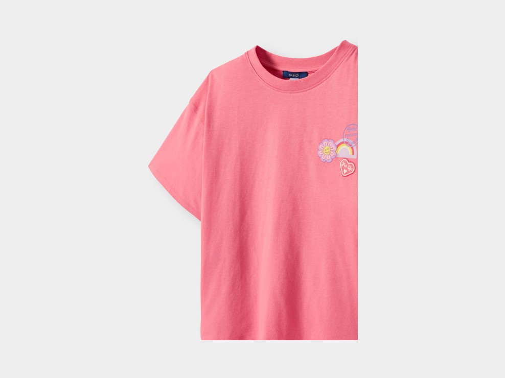 Rosa besticktes T-Shirt für Mädchen 2