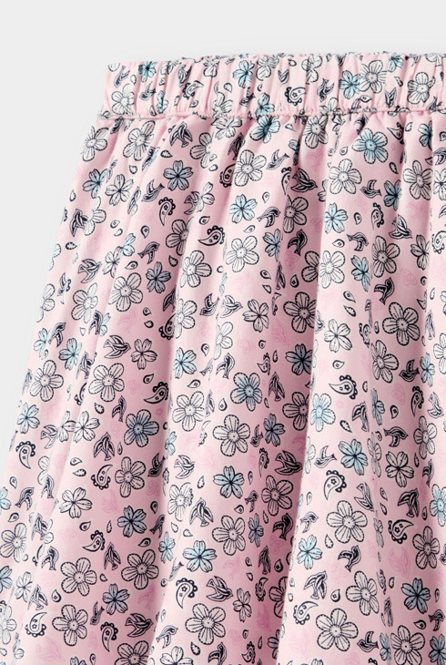 Falda rosa con estampado floral para niña 2