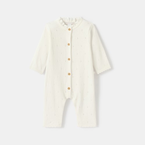 Combinaison Blanche Bébé Fille - Ecru Tres Clair - 1M - OBAIBI
