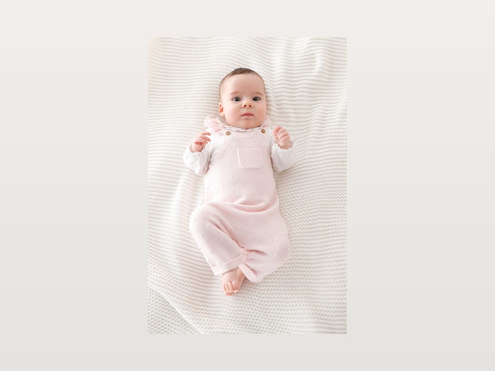 Salopette maille tricot et body rose bébé fille 1