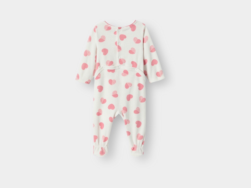 Dors-bien velours coeurs blanc bébé fille 2