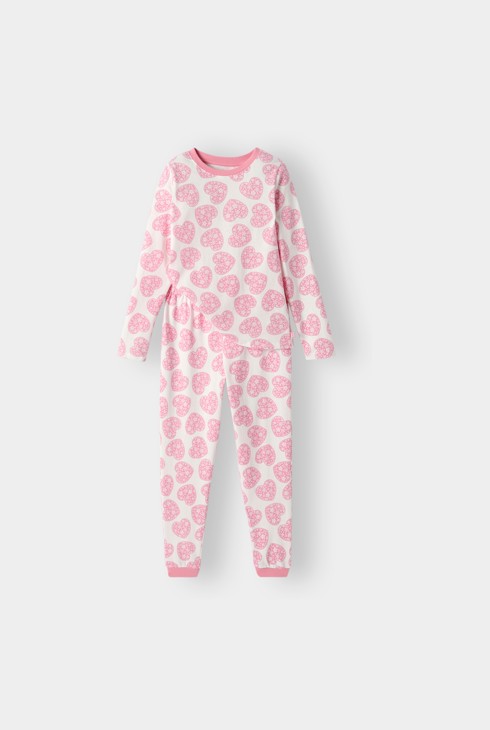 Pyjama 2 pièces imprimé rose fille 1